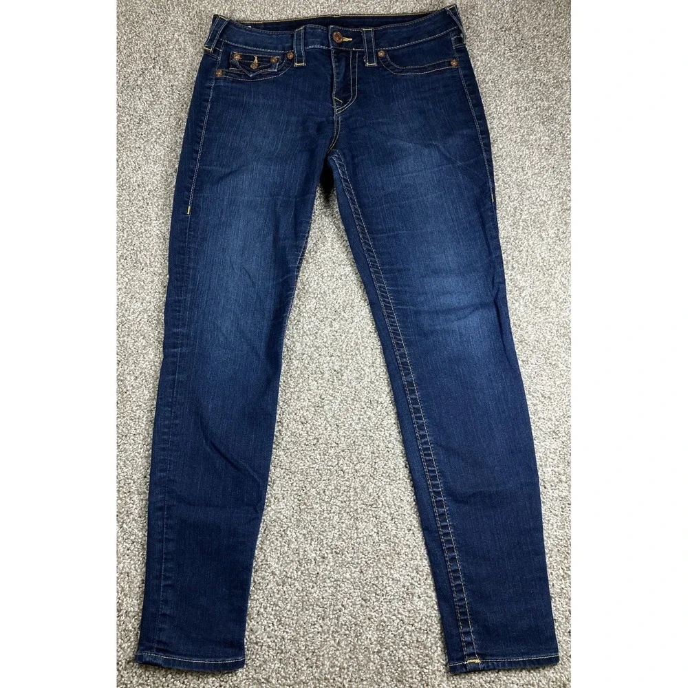 True Religion Serena Skinny Jeans Size 32 USA Made Dark Wash Stretch Fits 33x30
